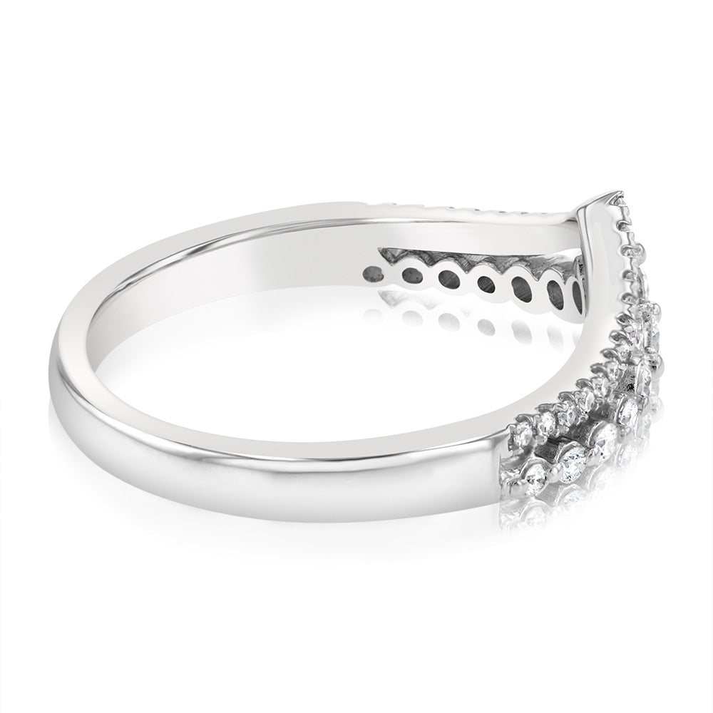 9ct White Gold 1/3 Carat Luminesce Lab Grown Diamond V Dress Ring for Women - Elegant Engagement, Wedding & Anniversary Jewelry Gift