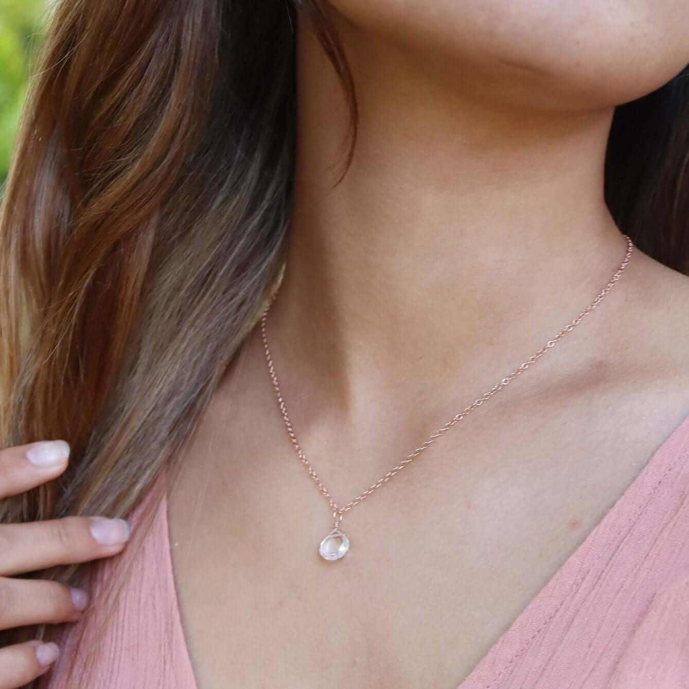 Elegant Tiny Crystal Quartz Teardrop Pendant Necklace - Dainty Healing Stone Jewelry for Women, Perfect for Everyday Wear, Gifts & Spiritual Healing