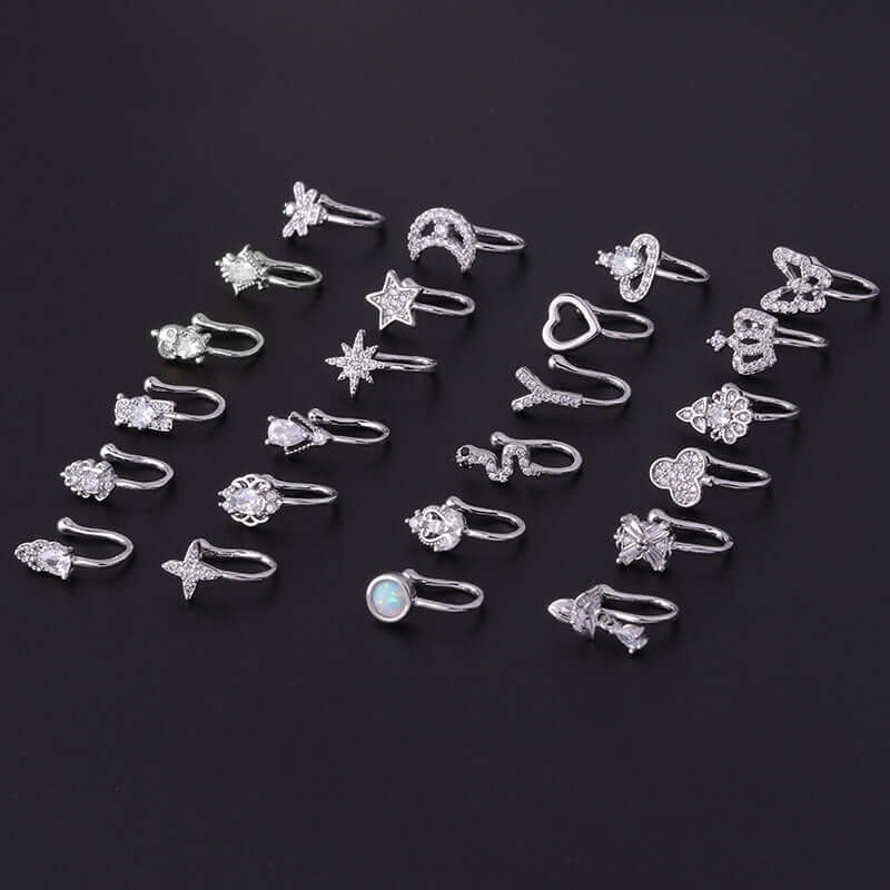 18K Gold Plated Fake Nose Ring - No Piercing Clip On Nose Jewelry for Women | HSPJ675 | Perfect for Parties, Cosplay and Everyday Fashion Accessories