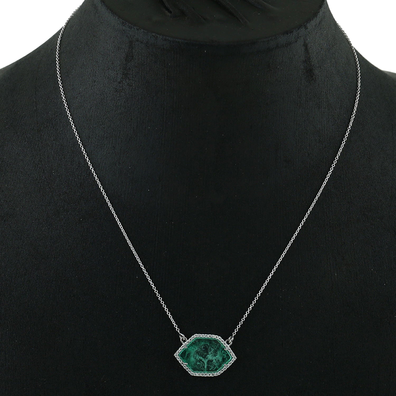 Hexagon Emerald and Diamond White Gold Choker Necklace for Women - Elegant Jewelry Gift for Her, Perfect for Weddings, Anniversaries & Special Occasions