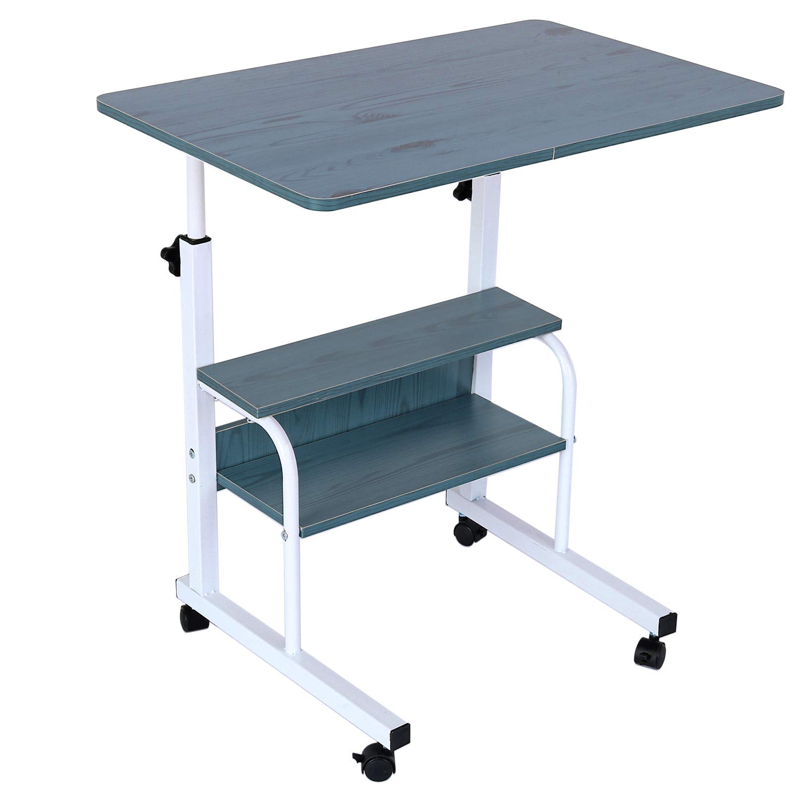 Adjustable Lifting Bedside Computer Table - Portable Workstation & Snack Table for Bed, Sofa, and Office - Ergonomic Laptop Stand with Breakfast Tray (Blue) - Ideal for Home, Hospital, and Dorm Use