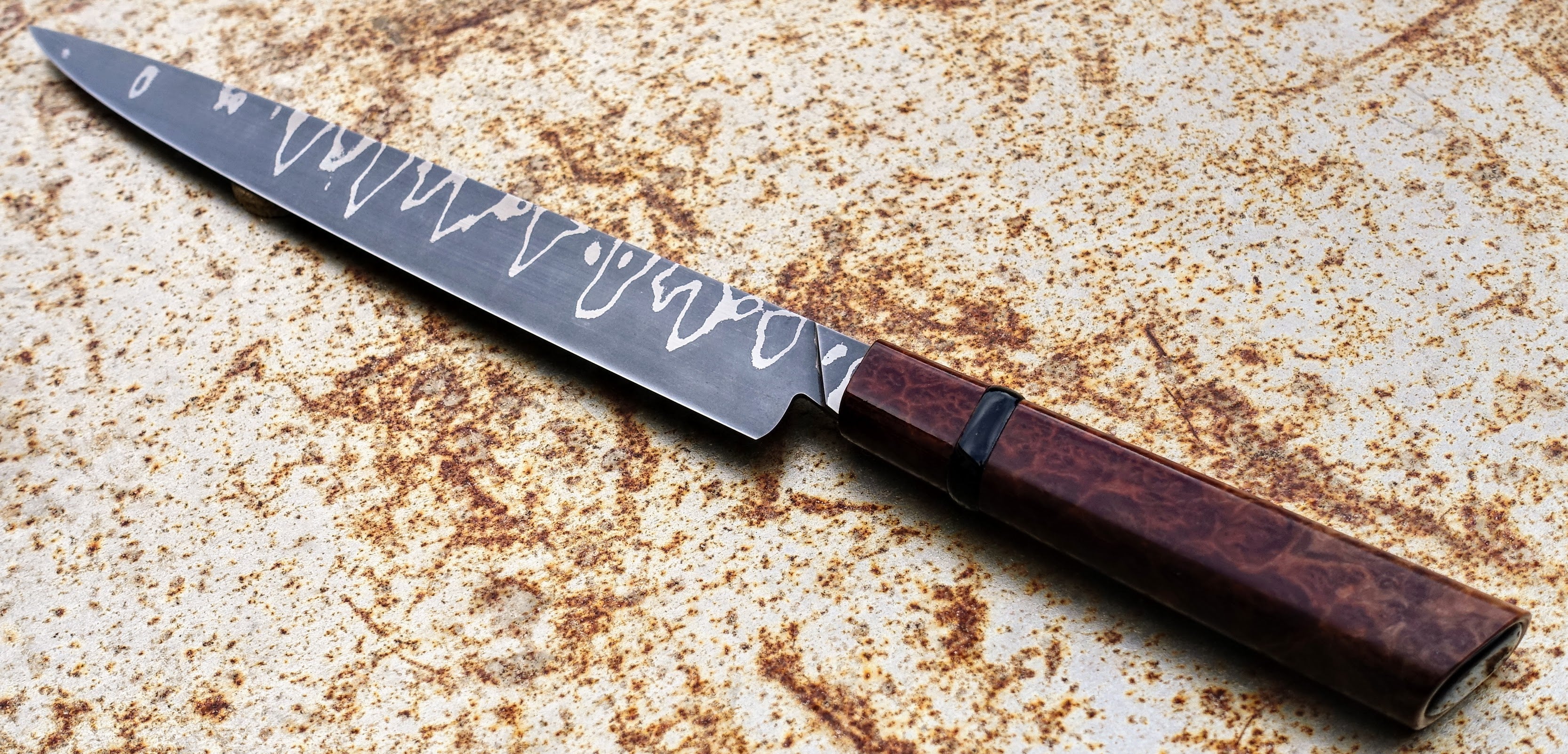 E.B Bladeworks Sanmai Filet & Slicer Knife - 8.1 Inch High Carbon Steel Blade for Fish, Meat & Poultry - Perfect for Kitchen, Camping & Outdoor Cooking