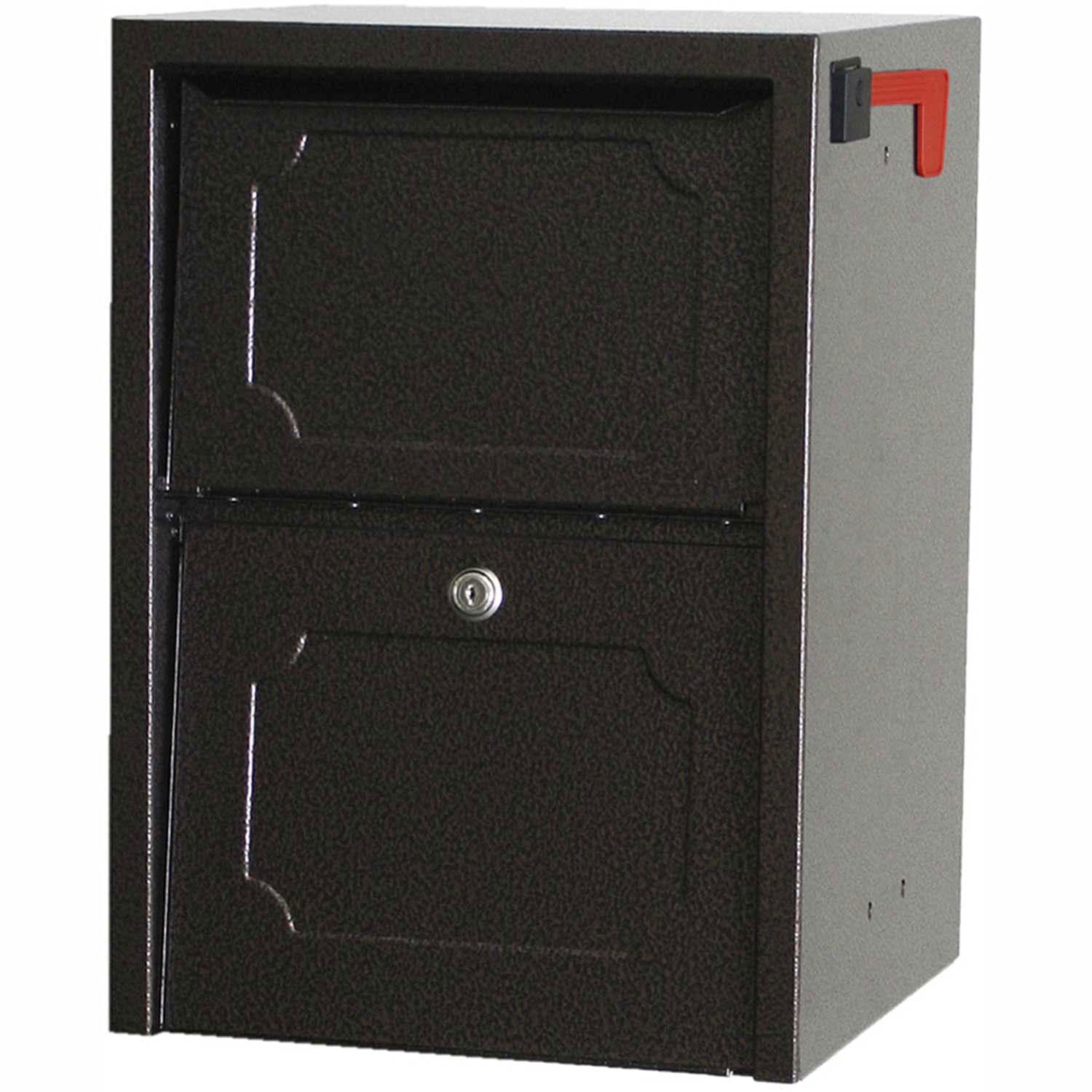 dVault® Weekend Away Vault DVJR0060 Locking Post/Column Mount Mailbox in Copper Vein - Secure Mailbox for Homes, Apartments & Offices | Weatherproof & Anti-Theft Design for Outdoor Use