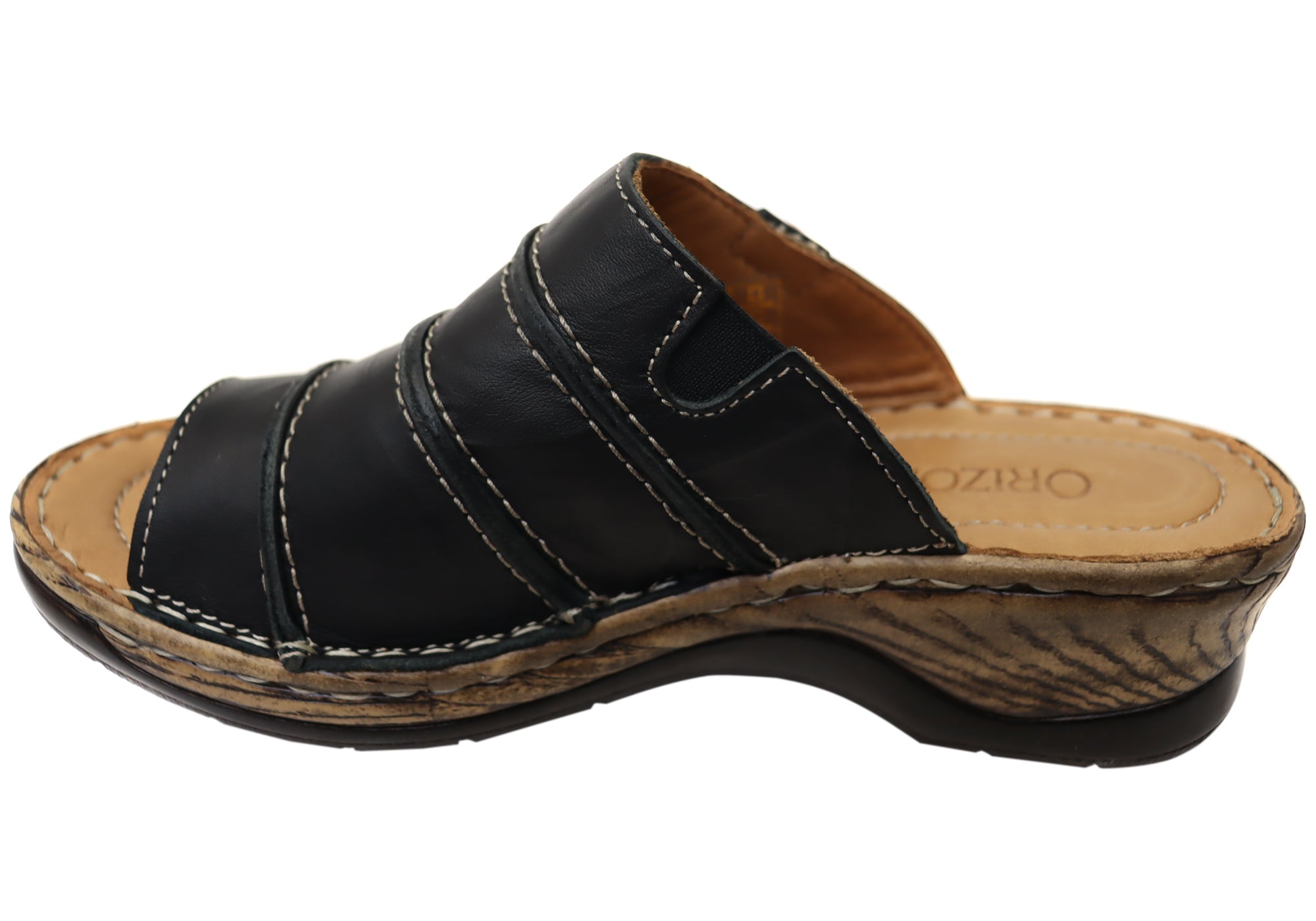Orizonte Women's Comfortable Leather Slides Sandals - European Style Soft Sole Casual Shoes for Home, Beach & Travel
