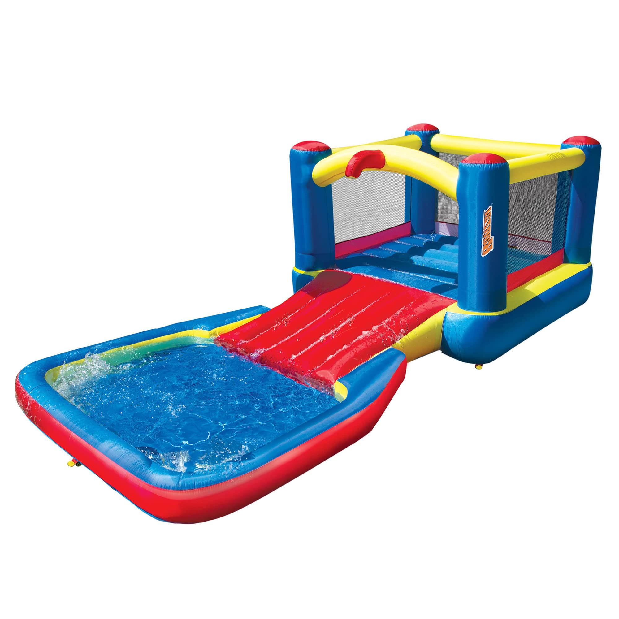 Banzai Bounce 'N' Splash Inflatable Water Slide Park - Heavy Duty Outdoor Bounce House with Slide & Splash Pool for Kids Ages 5-12 - Multicolor - Perfect for Backyard Parties, Summer Fun, and Family Gatherings