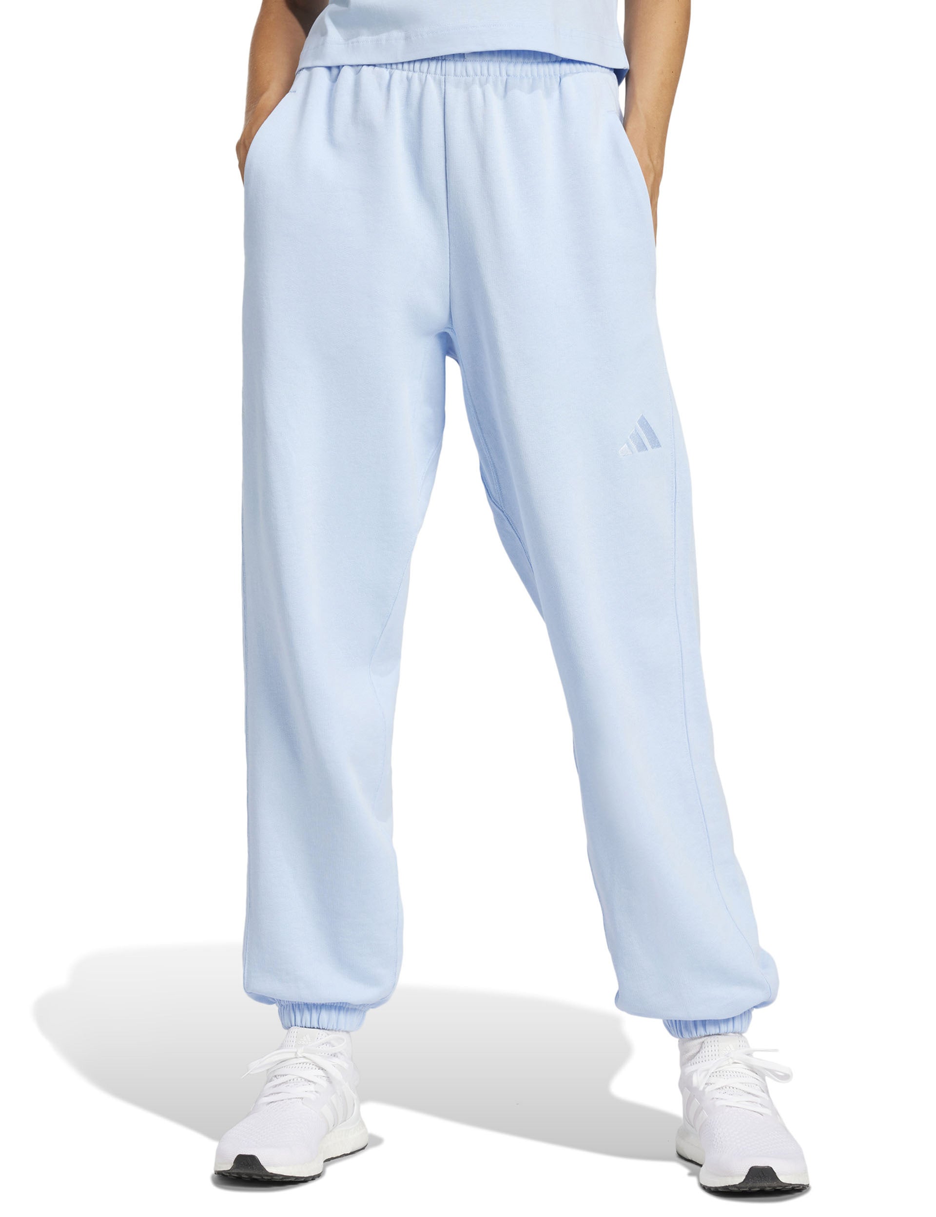 ALL SZN French Terry Loose Joggers for Women - Glow Blue Comfortable Casual Pants | Perfect for Lounge, Yoga & Running