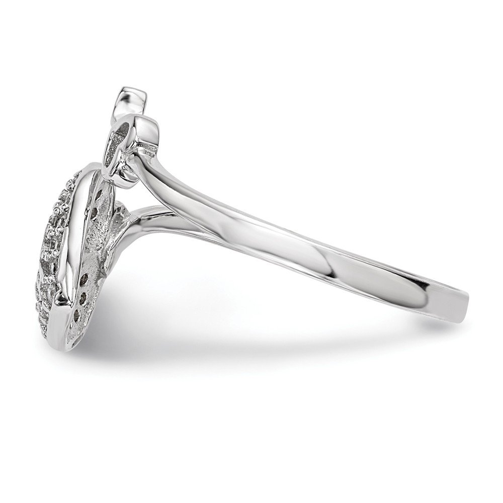 Jewels By Lux Sterling Silver Rhodium-Plated Cubic Zirconia Heart Lock & Key Ring - Perfect for Valentine's Gifts, Anniversary Presents & Romantic Jewelry