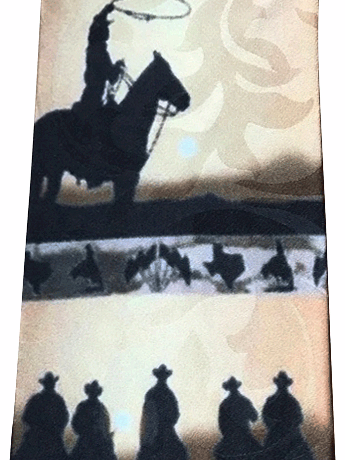 Rockmount 471 Men's Trail Riders Silhouette Silk Tie in Gold - Perfect for Business Meetings, Weddings & Formal Occasions