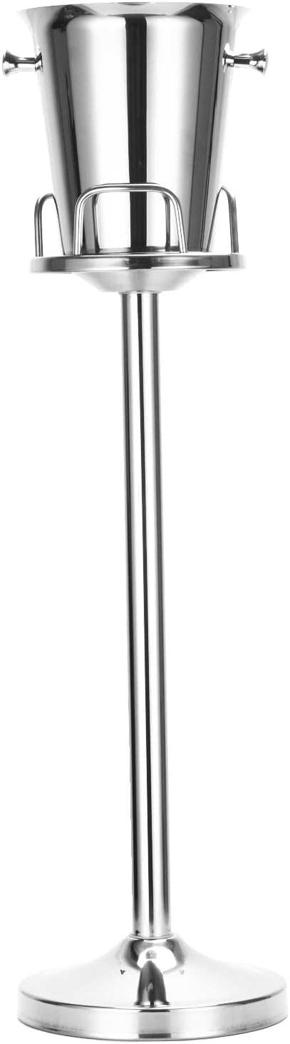 Stainless Steel Champagne Ice Bucket with Stand - 12Lb Capacity Hammered Wine Chiller for Party, Bar, KTV, BBQ & Home Decor (3ft Tall, Silver, 1 Pack) - Perfect for Weddings, Cocktail Parties & Outdoor Entertaining