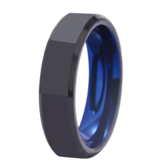 Blue Black Wedding Engagement Ring for Couples - Elegant Matching Bands for Him & Her - Perfect for Proposals, Anniversaries & Romantic Occasions