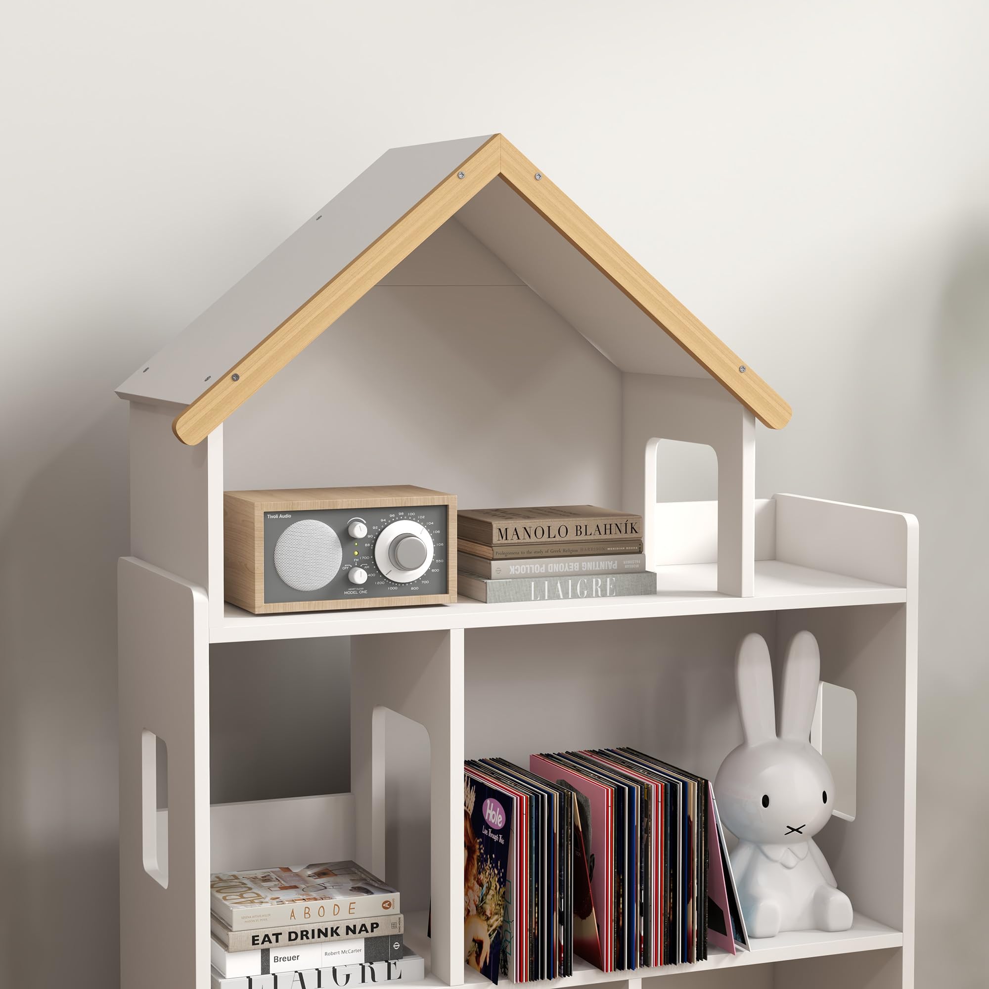 Qaba 3-Tier Kids Toy Storage Organizer & Bookshelf - White | Space-Saving Toy & Book Organizer for Playroom, Bedroom, Nursery | Perfect for Kids Room Organization & Montessori Learning