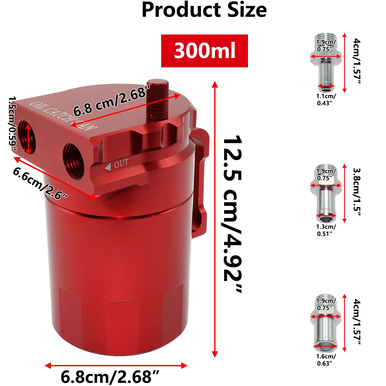 Universal Aluminum Oil Catch Can with Baffle - 300ml Oil Separator & Reservoir Tank for Engine Protection - Perfect for Performance Cars, Trucks & Off-Road Vehicles