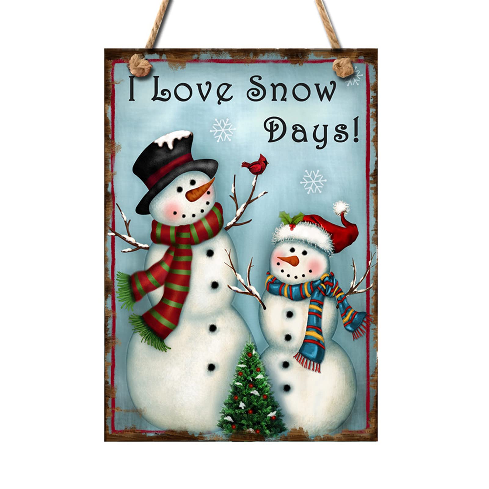 Eco-Friendly Christmas Ornaments Set - Cartoon Wooden Door Hanging Signs & Xmas Tree Decorations for Home Holiday Decor (3-Pack) | Perfect for Indoor Christmas Tree, Fireplace Mantel, and Front Door Decorating