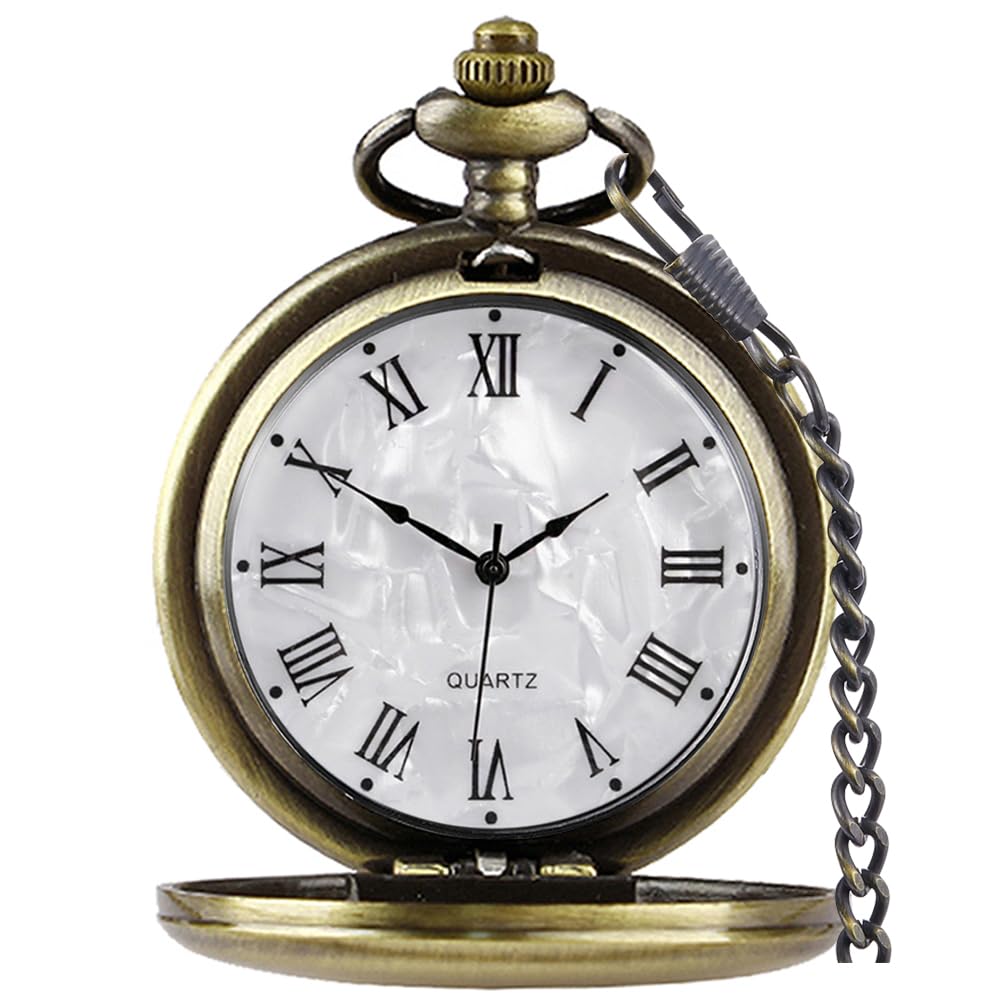 Customizable Smooth Pocket Watch for Men - Personalized Engraved Gift with Chain - Perfect for Father's Day, Weddings & Special Occasions