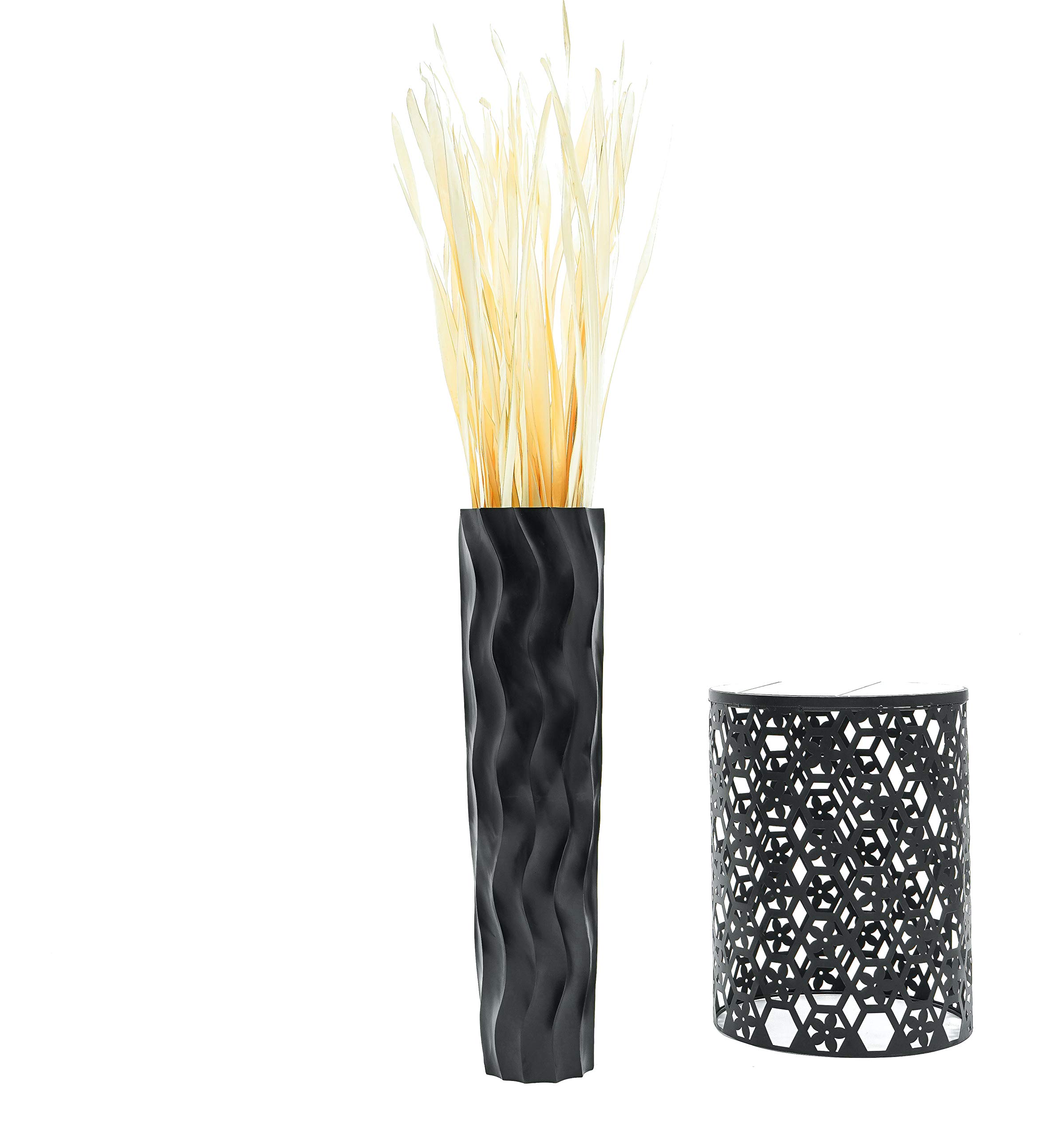 Leewadee 28 Inch Large Black Wooden Floor Vase - Farmhouse Home Decor for Flowers, Fake Plants & Pampas Grass | Perfect for Living Room, Entryway & Wedding Decor