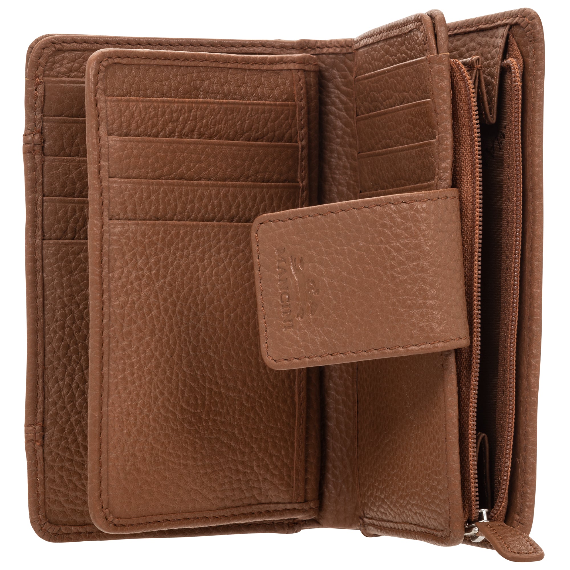 Mancini PEBBLE RFID Blocking Medium Clutch Wallet for Women - Slim Card Holder with Zipper Pocket for Credit Cards, Cash & ID - Perfect for Travel, Shopping & Night Out