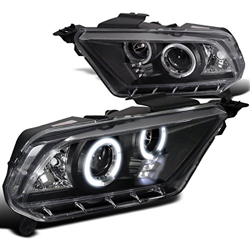 Spec-D Tuning LHP-MST10JM-TM Black LED Dual Halo Projector Headlights for Ford Mustang - Upgrade Your Ride with Stylish Lighting for Night Driving & Car Shows