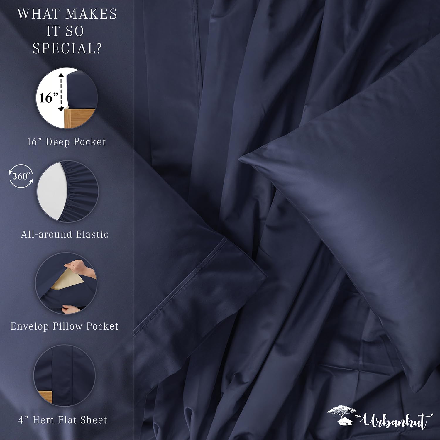 Premium 700 Thread Count Egyptian Cotton King Size Sheet Set - 4Pc Luxury Sateen Weave Bedding with 16