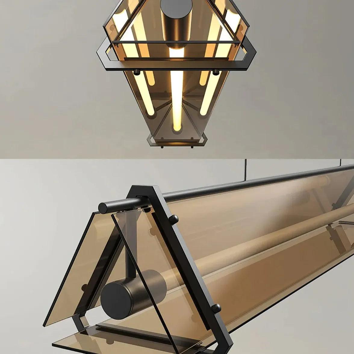 Vintage Rectangular Gold Glass Industrial Pendant Light - Modern Farmhouse Ceiling Lighting Fixture for Kitchen Island, Dining Room, Bar or Entryway