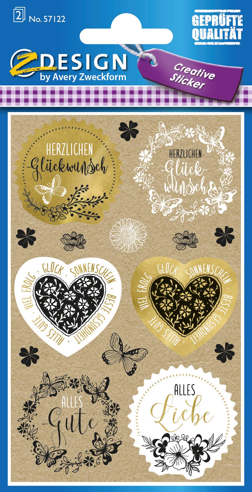 AVERY Kraft Paper Stickers 30pcs - Gift & Congrats Labels for Parties & Gifts
