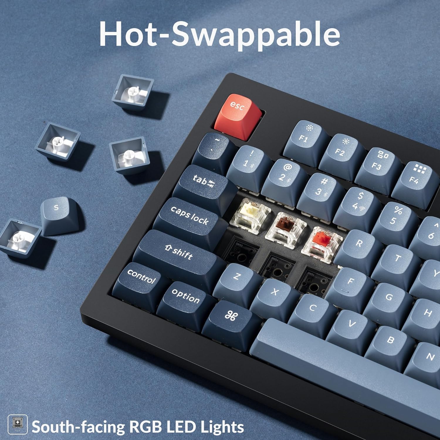 Keychron V5 Max Wireless Custom Mechanical Keyboard with Knob - QMK/VIA Programmable, 96% Layout, Bluetooth 5.1/2.4GHz/Wired, RGB Backlit, Hot-Swappable Gateron Jupiter Red Switches - Compatible with Mac & Windows - Perfect for Gaming, Coding & Office Work