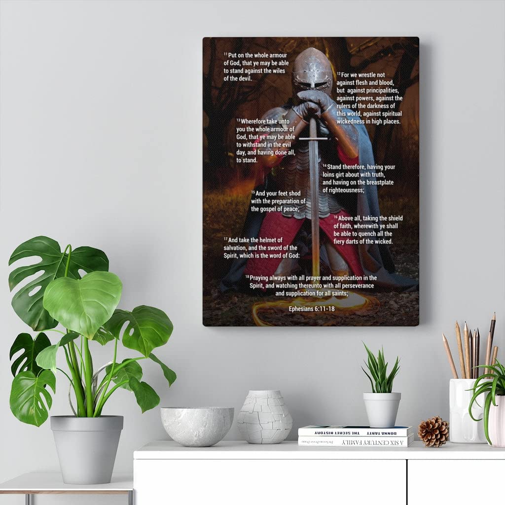 Armor of God Bible Verse Canvas Art - Ephesians 6:11-18 Christian Wall Decor for Home, Church & Office - Inspirational Scripture Gift for Faith & Spiritual Warfare