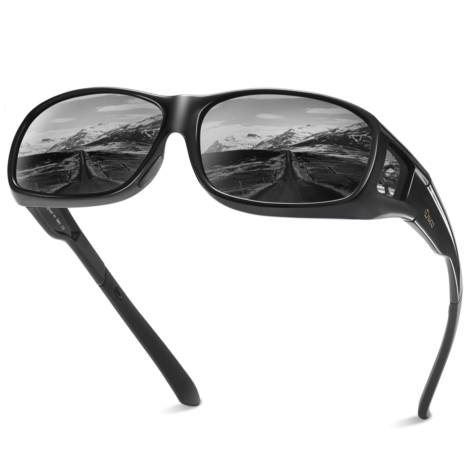 DUCO Polarized Wraparound Fitover Sunglasses for Men & Women – UV Protection, Over Prescription Glasses, Driving & Outdoor Activities
