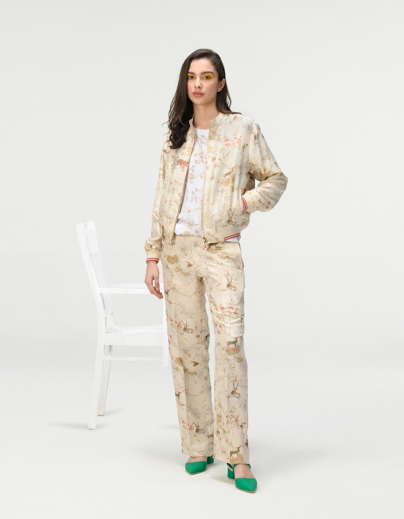 Janbaaz Men's Bomber Jacket - Premium Silk Damask Ivory Jacket for Stylish Outfits | Perfect for Casual Wear, Night Out, and Street Fashion