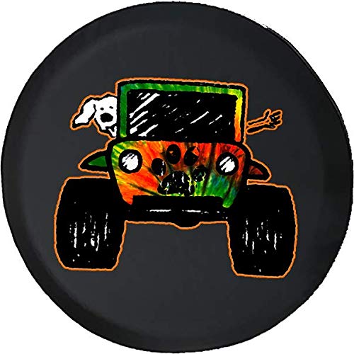 Tie Dye Paw Print Spare Tire Cover for SUVs, Campers & RVs - Waterproof Offroad 4x4 Accessories for Women (Universal Fit) - Perfect for Road Trips, Camping & Outdoor Adventures