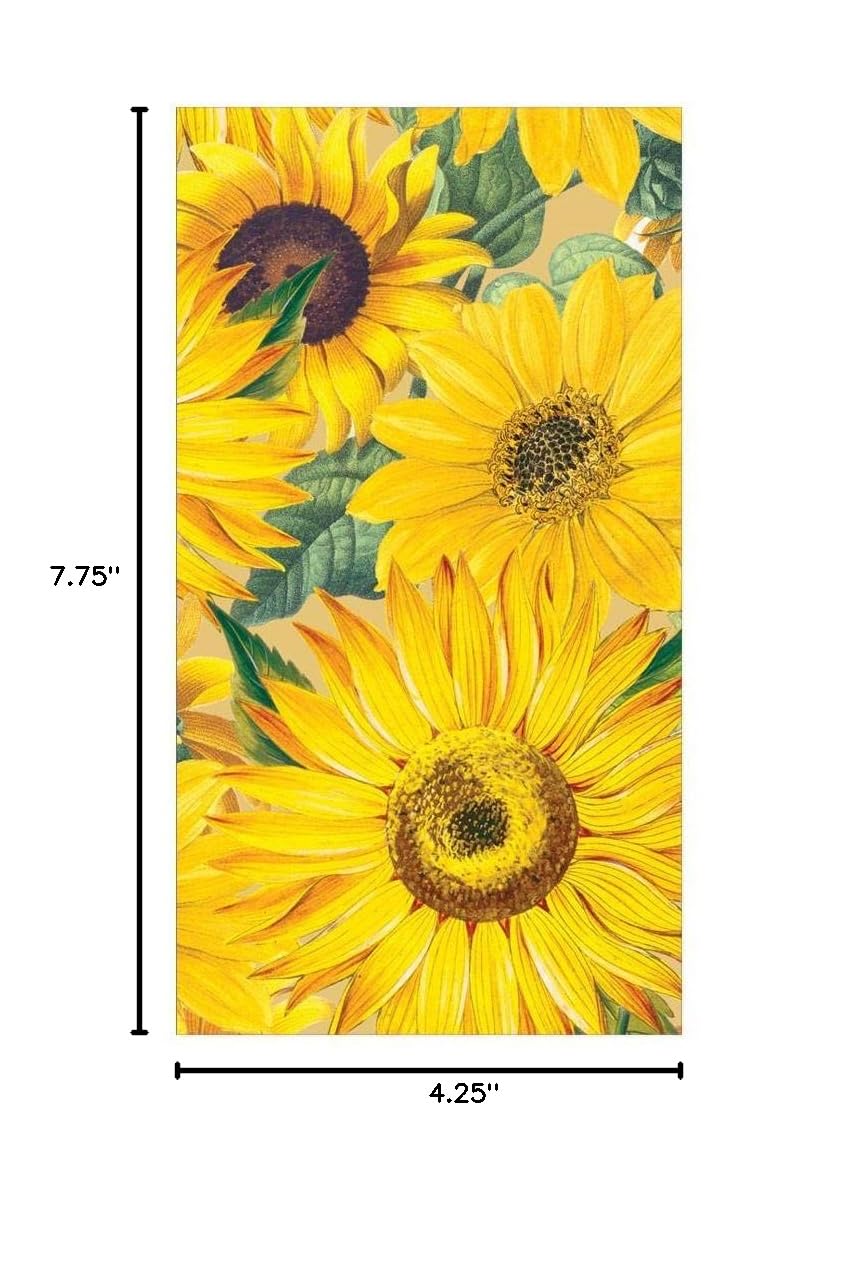 Premium Caspari Sunflowers Paper Guest Towels & Napkins - 15 Count Pack | Elegant Floral Design for Weddings, Bridal Showers & Dinner Parties