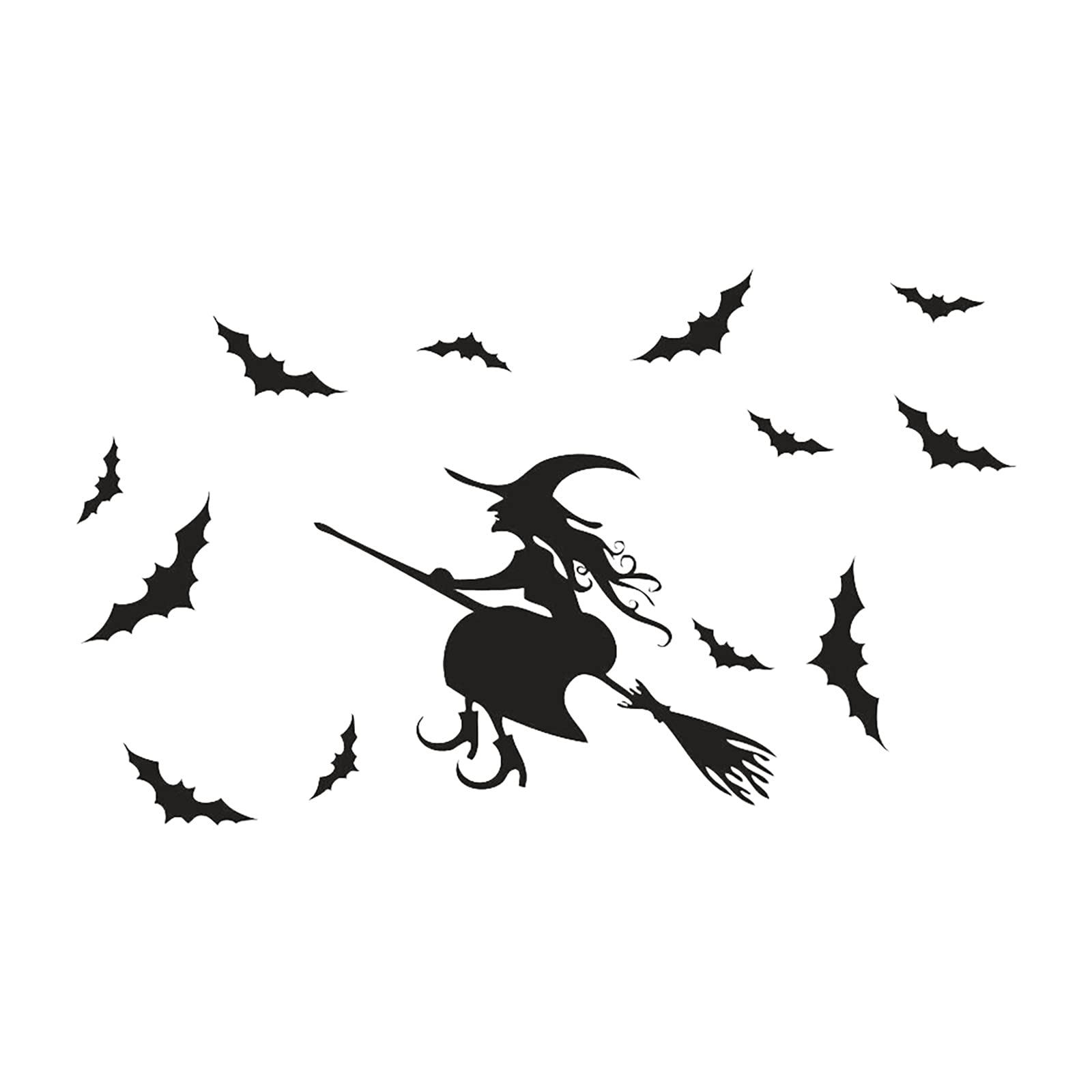 Xijirk Halloween Witch Sticker - Removable Wall Decals for Halloween Party Decorations (Black) - Perfect for Home, Office & Classroom Halloween Decor