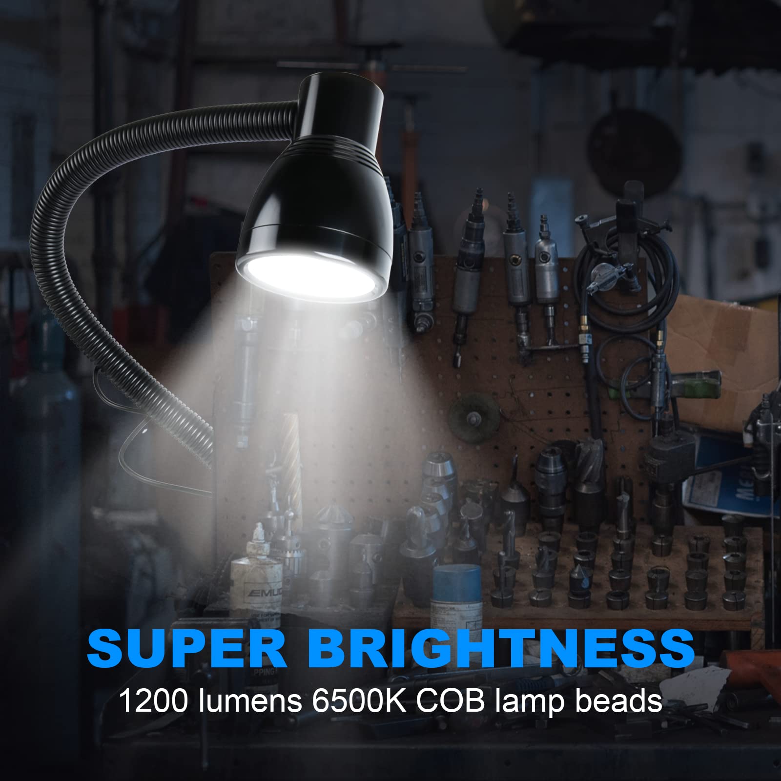 1200 Lumen LED Work Light with Magnetic Base - IP65 Waterproof Portable Work Light for Mechanics, Milling Machines, Workbenches & Basements - Perfect for Auto Repair, Construction & DIY Projects