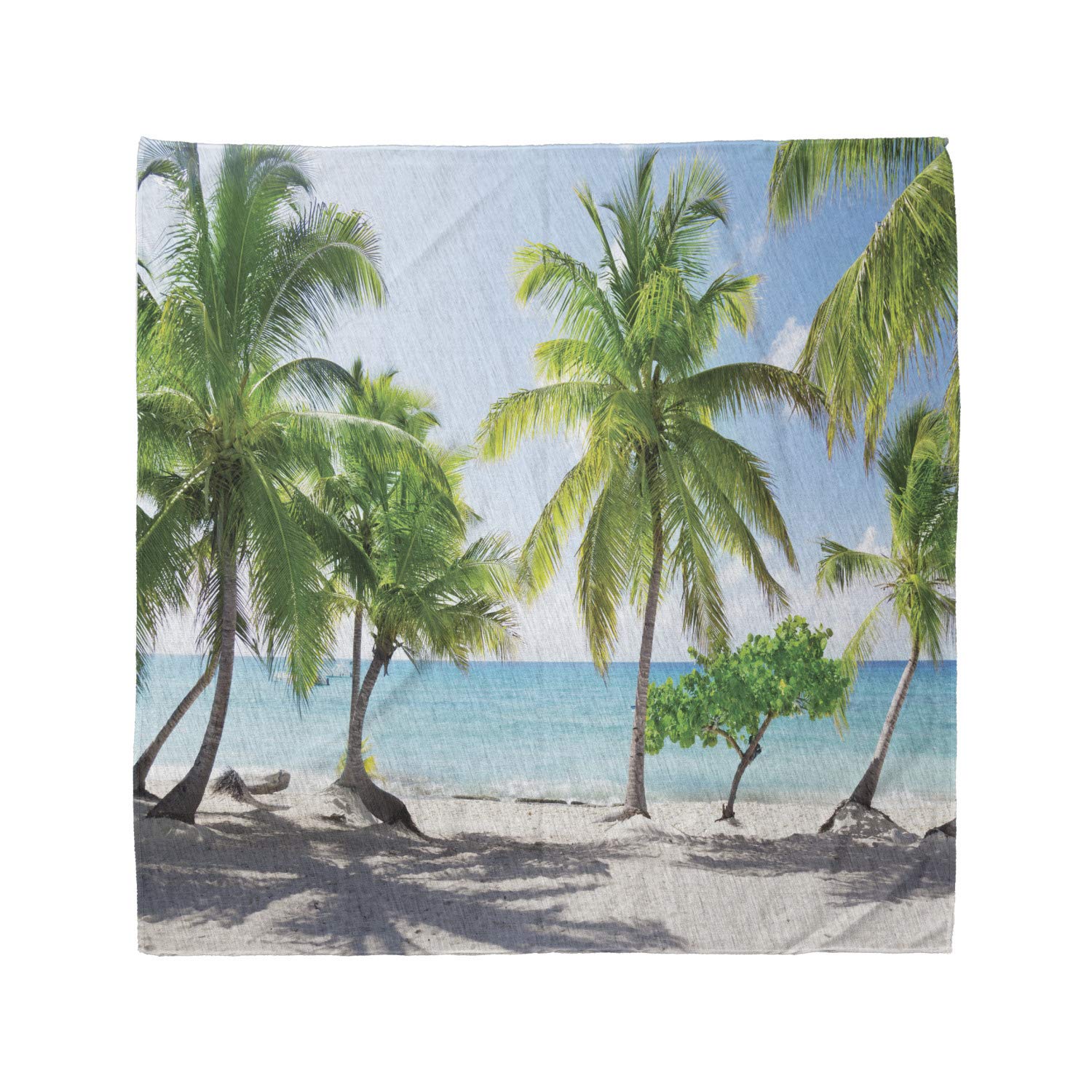 Ambesonne Coastal Bandana - Palm Trees Island Shore Design, Unisex Head & Neck Scarf for Beach, Hiking & Outdoor Activities