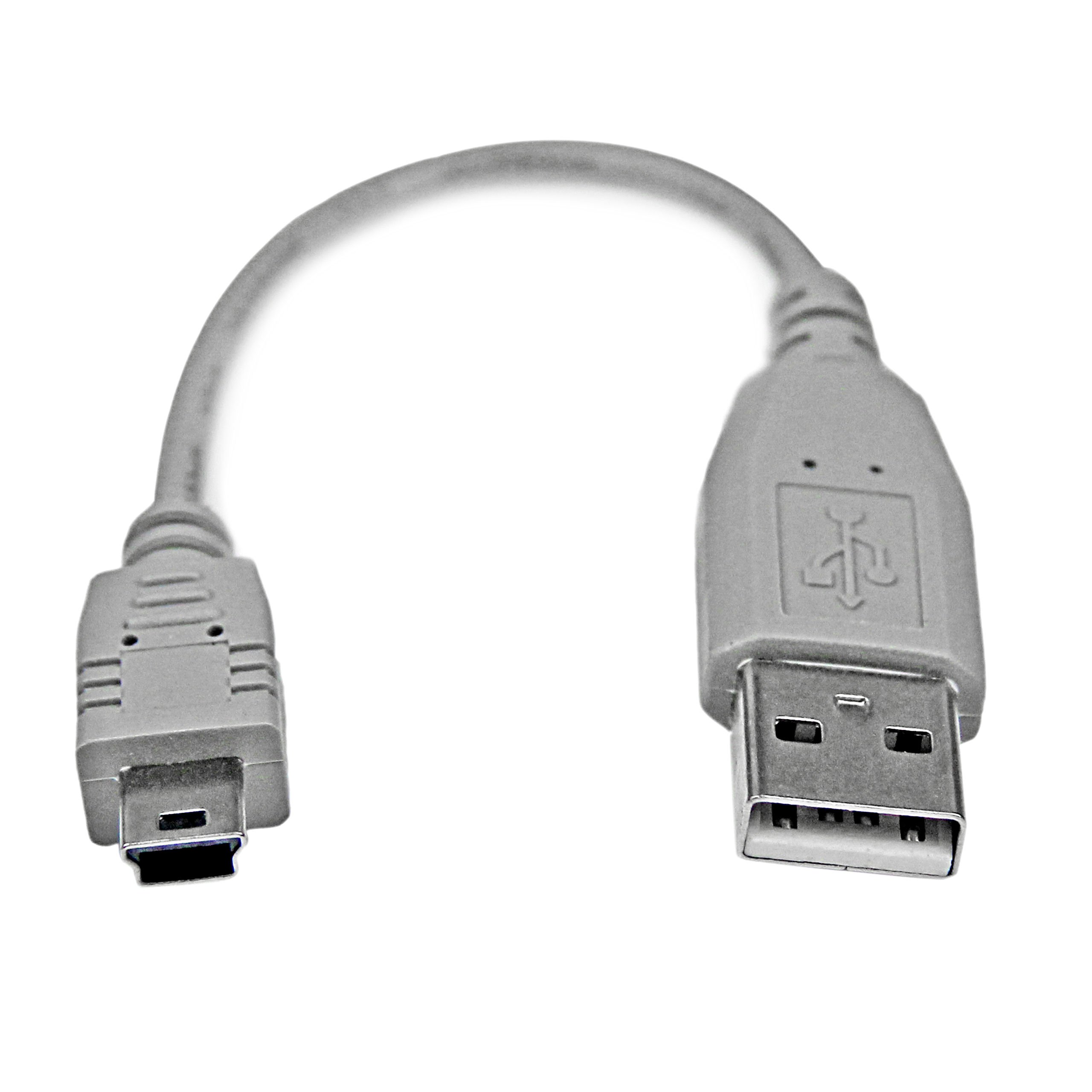 StarTech.com 6 Inch USB 2.0 A to Mini B Cable - High Speed Data Sync & Charging Cord for Cameras, MP3 Players & External Hard Drives - Durable Gray Mini USB Cable (USB2HABM6IN) - Perfect for Home Office & Travel Accessories