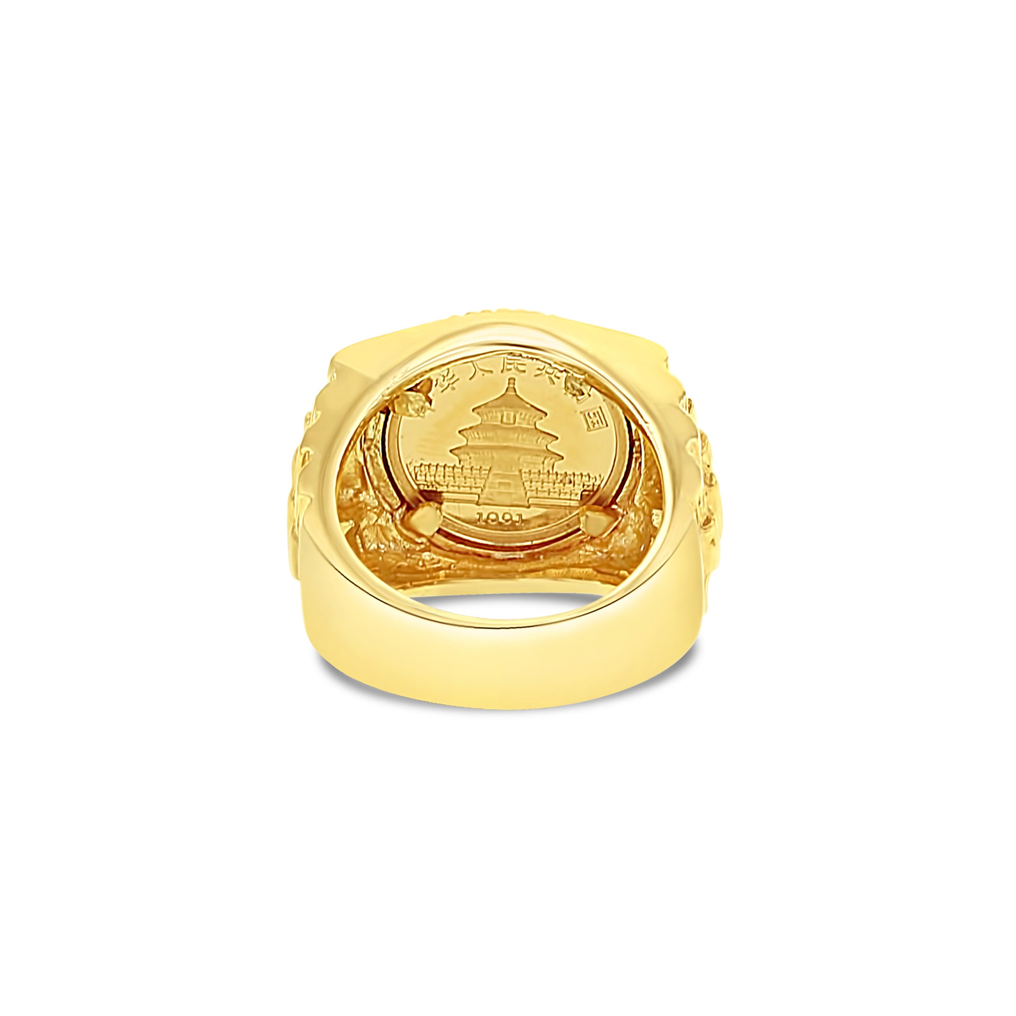 1991 Panda Coin Ring with Fluted Bezel & Presidential Band - Sterling Silver Collectible Jewelry for Men & Women - Perfect for Gifts, Anniversaries, and Coin Enthusiasts