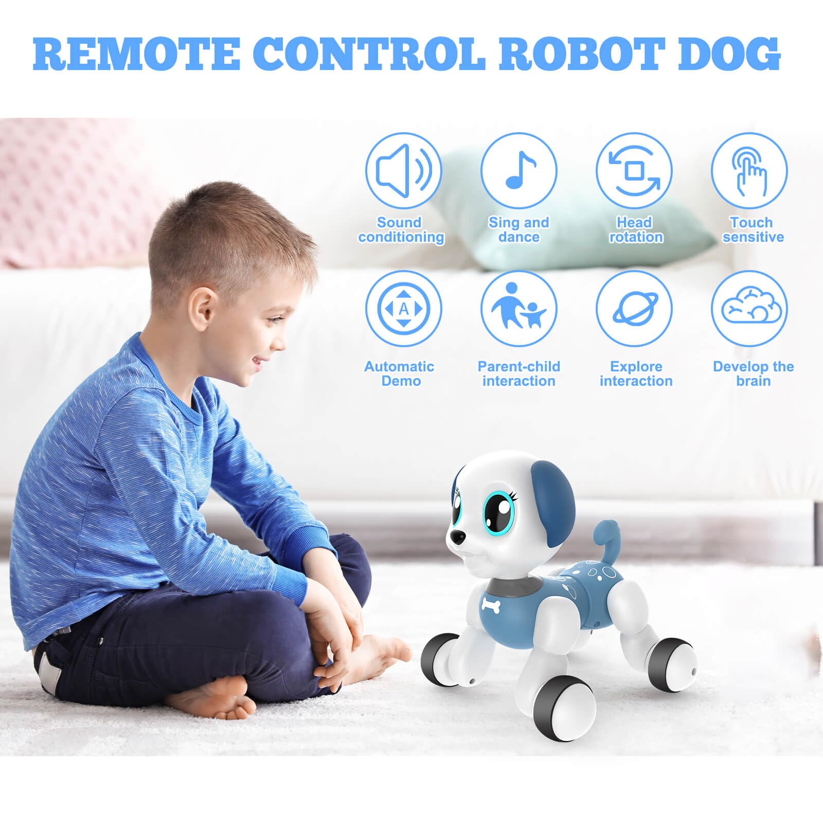 Interactive Remote Control Robot Dog Toy for Kids Ages 5-12 - Smart Electric Puppy Pet with Voice Commands & LED Eyes | Perfect STEM Learning Toy, Birthday Gift for Boys & Girls | Indoor Play, STEM Education, Family Entertainment