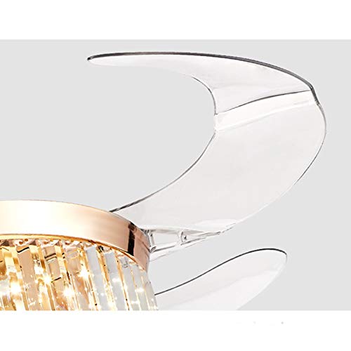 36/42 Inch Modern Luxury K9 Crystal Ceiling Fan with 4 Retractable Blades - 3 Speed Silent Operation, LED Lighting Fixture for Home, Restaurant, Office & Hotel - Perfect for Living Room, Bedroom, Dining Area and Commercial Spaces