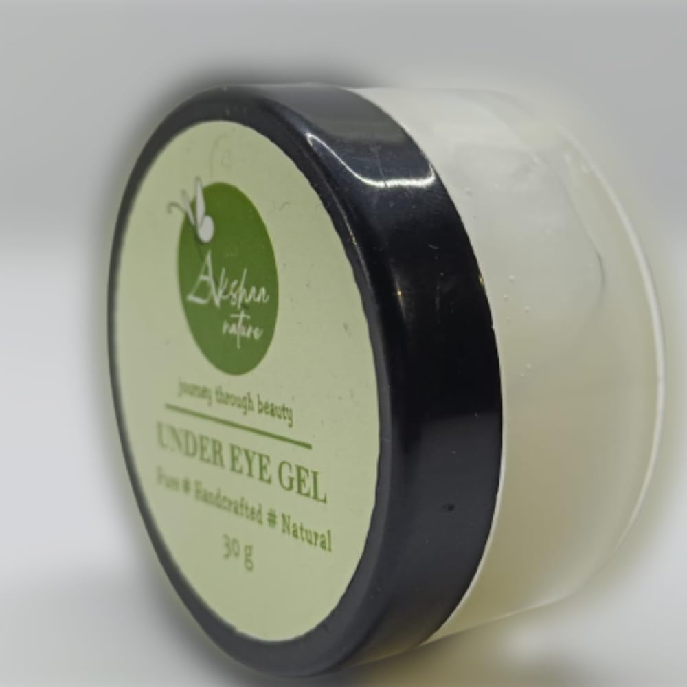 Akshaa Natural Under Eye Gel Cream - Reduces Dark Circles, Puffiness, Fine Lines & Wrinkles | With Frankincense Oil | Handcrafted 30gm | Perfect for Night Routine & Travel Skincare