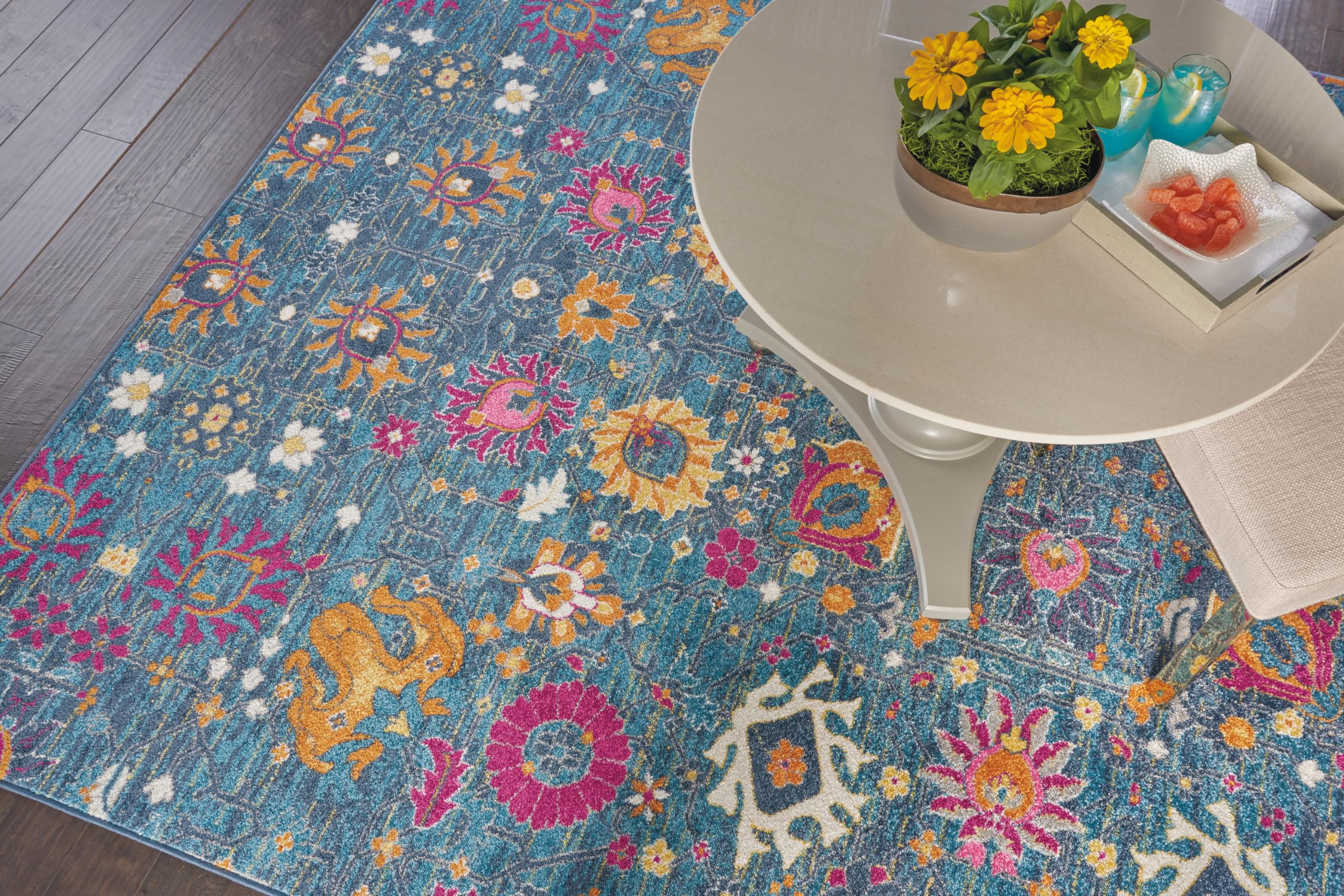 Nourison Passion Denim 9' x 12' Bohemian Moroccan Area Rug - Non-Shedding & Easy to Clean - Perfect for Living Room, Bedroom, Dining Room & Kitchen Decor
