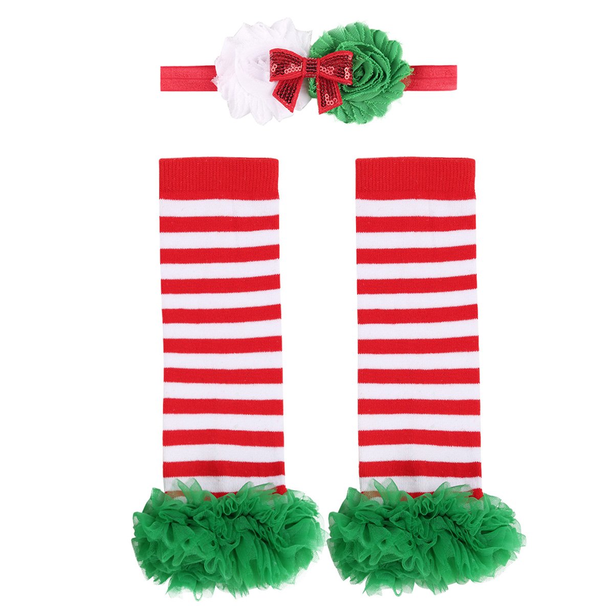 FEESHOW Baby Girls Christmas & Halloween Headbands with Leg Warmers - Winter Outfit Costume Set for Holiday Parties, Photo Shoots & Seasonal Celebrations