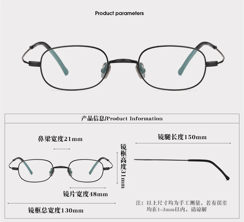 Stylish Black Titanium Oval Full Rim Eyeglasses for Women - Lightweight & Durable Frame (GS503) - Perfect for Office, Reading & Everyday Wear