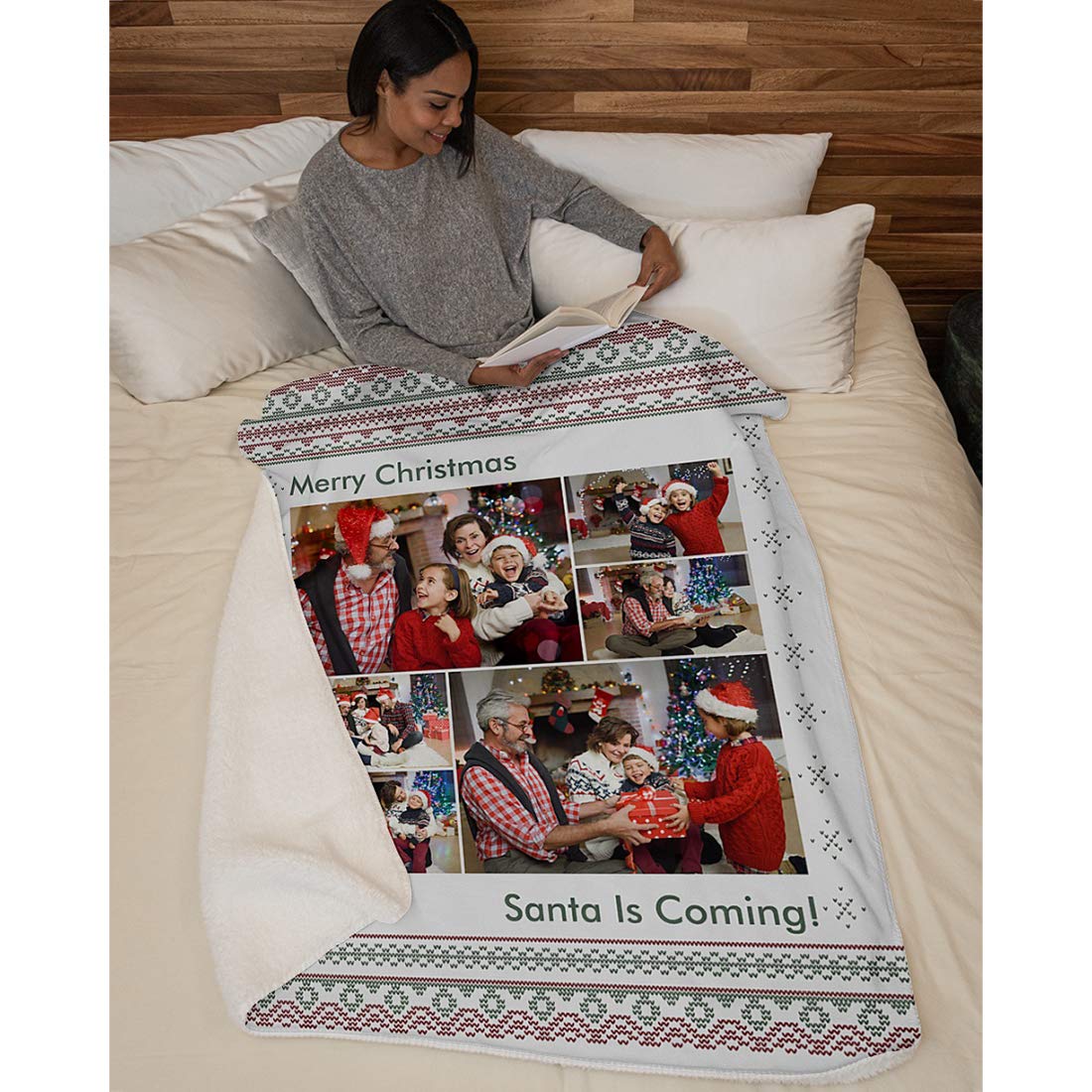 Personalized Christmas Throw Blanket - Custom Photo & Name Blanket with Family Quotes - Sherpa Fleece 50