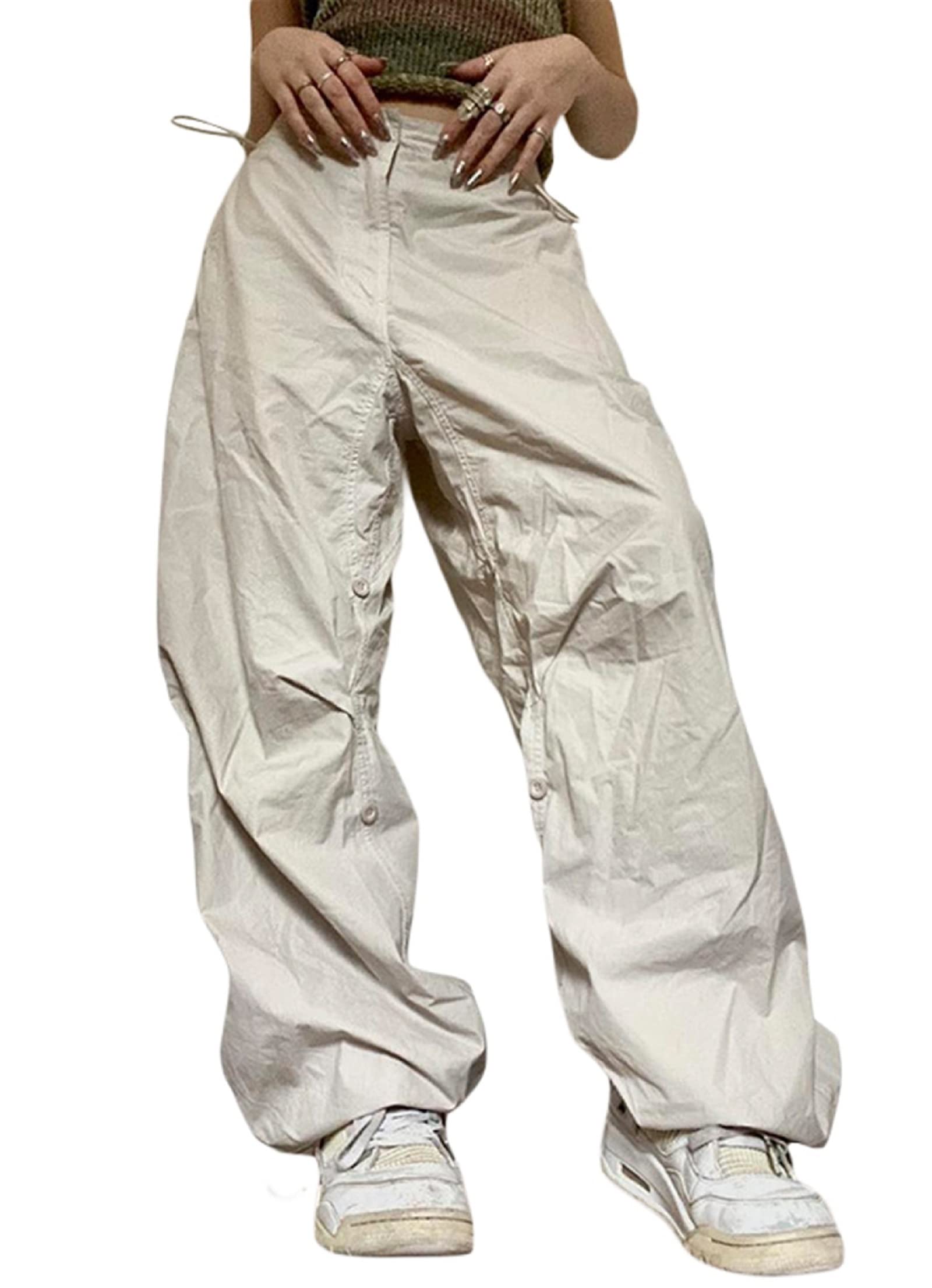 ROAONOCOMO Women's Baggy Cargo Pants - Y2K Wide Leg Loose Fit High Waist Trousers | Trendy Streetwear for Casual Outfits, Grunge Fashion & Urban Style