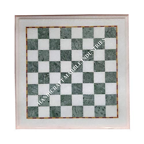 Custom White & Green Marble Chess Board - Handcrafted Inlaid Design - Tournament & Collector Size Options - Perfect for Home Decor, Gifts & Chess Enthusiasts - Ideal for Living Rooms, Game Nights & Chess Tournaments