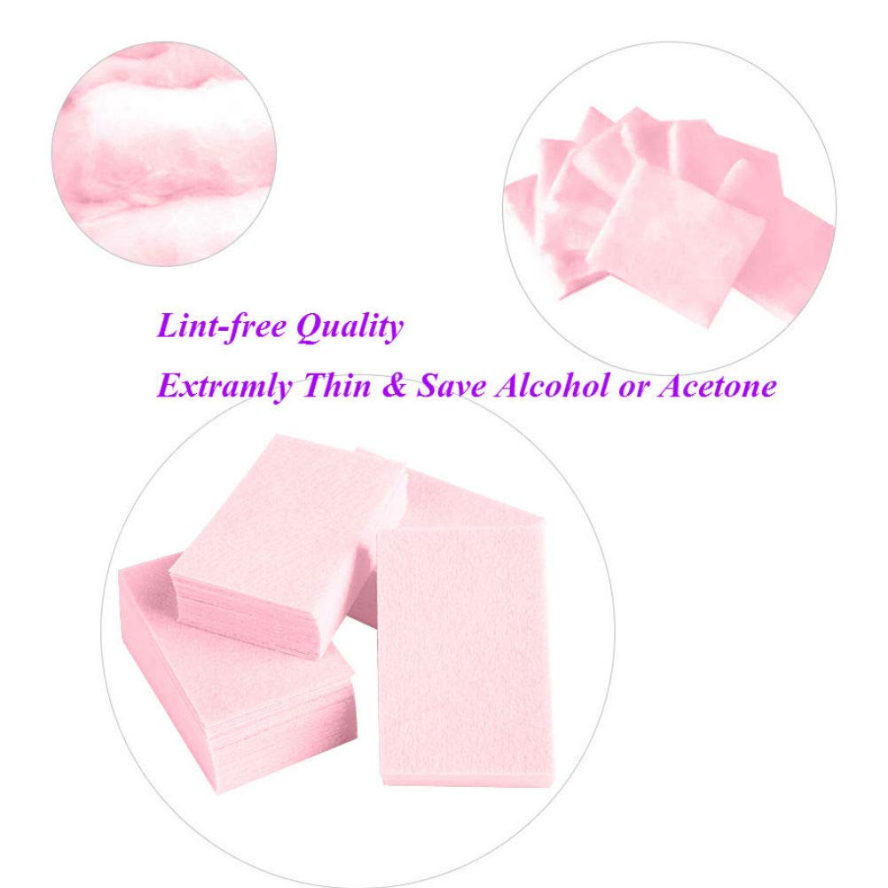 600pcs Pink Nail Polish Remover Pads - Manicure Wipes for Gel & Acrylic Nails