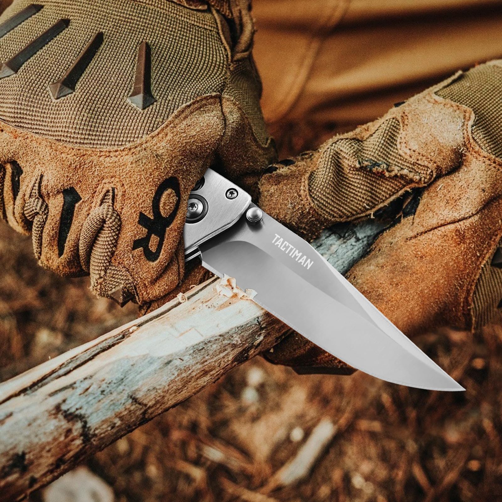 Tactical Pocket Folding Knife - EDC Survival Camping Knife with 8Cr13MoV Stainless Steel Blade, Wood Handle & Axis Lock | Compact Gentleman's Knife with Low Profile Design & Pocket Clip | Perfect for Outdoor Adventures, Hiking, Hunting and Everyday Carry