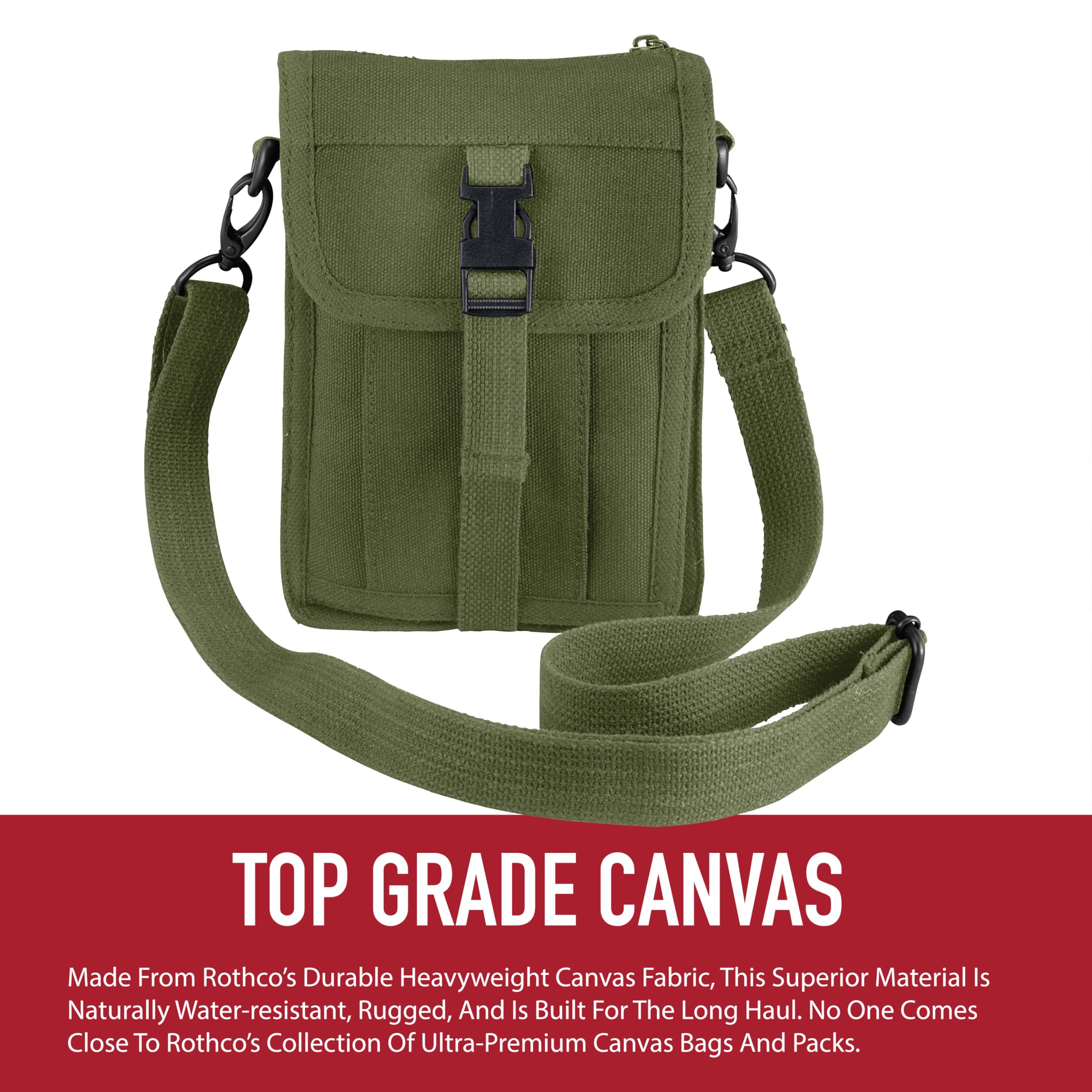 Rothco Canvas Travel Portfolio Crossbody Shoulder Bag - Durable Messenger Bag for Men & Women - Perfect for Business, School, Travel & Outdoor Adventures