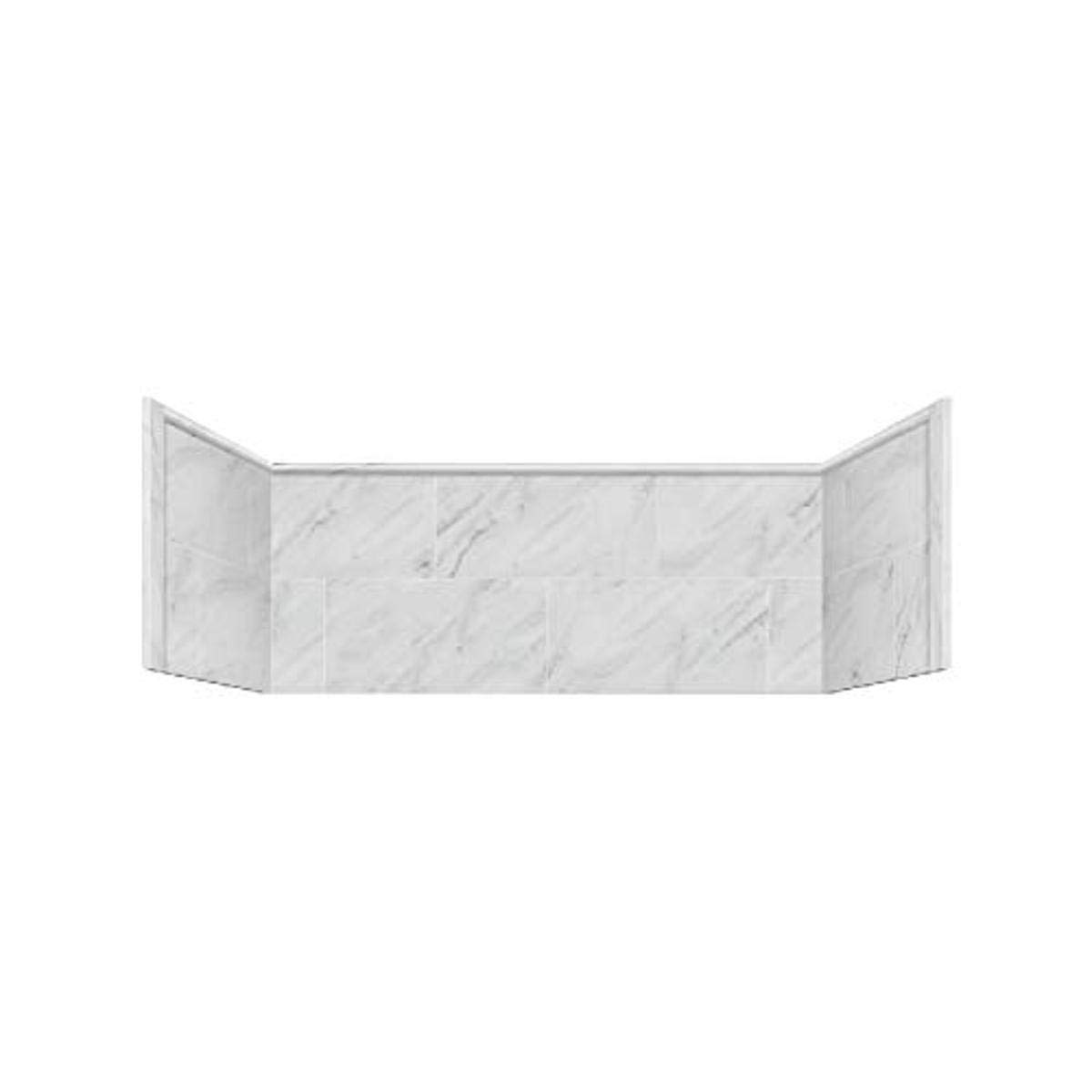 Transolid X6022-91 36x60 Inch White Carrara Marble Tub Wall Extension Panels - Waterproof Bathroom Shower Surround for Modern Home Renovation