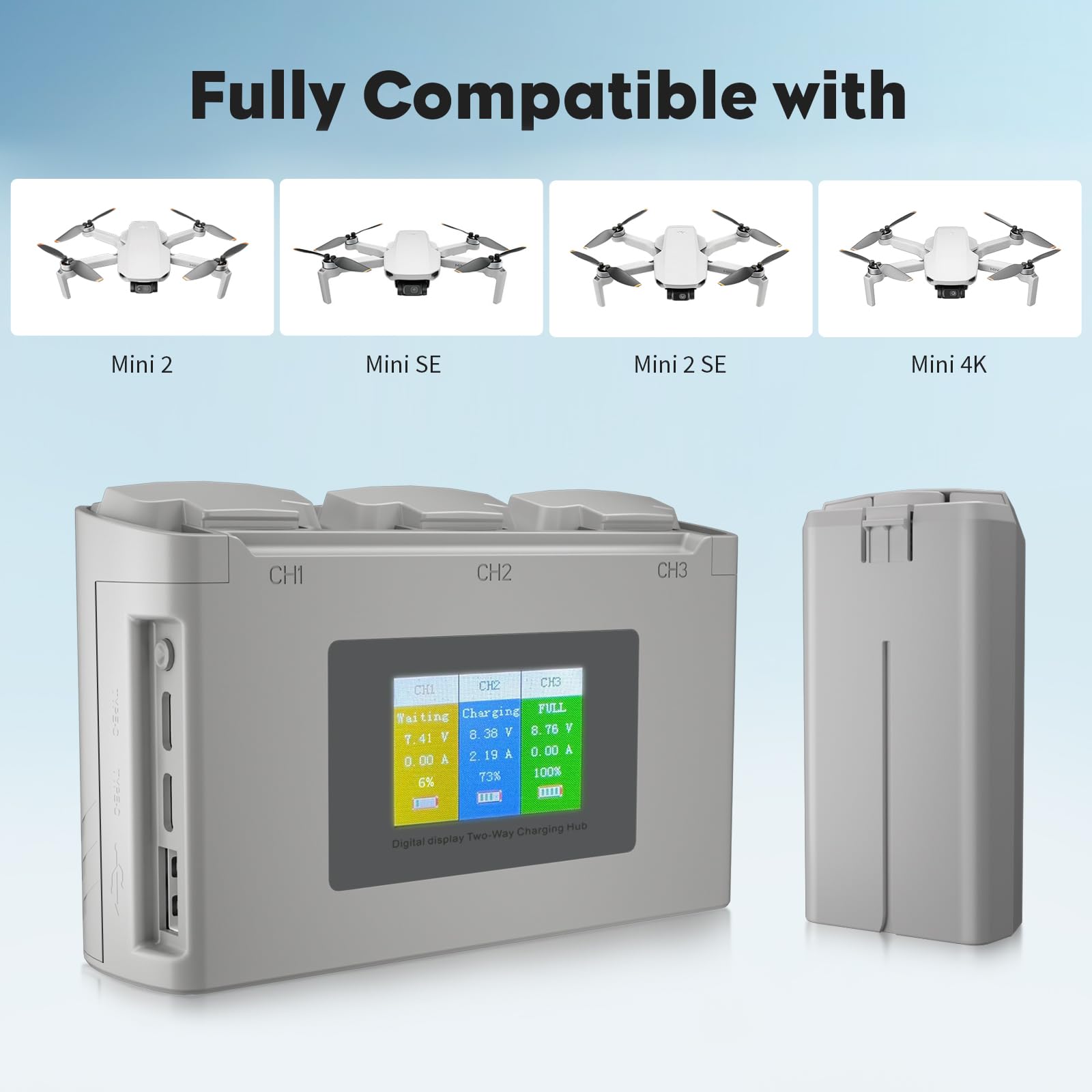 DJI Mini 4K/Mini 2 Series Intelligent Flight Battery 2-Pack with Two-Way Charging Hub - 2400mAh, 31 Min Flight Time - Compatible with DJI Mini 4K, Mini 2, Mini 2 SE, Mini SE - Perfect for Aerial Photography, Travel & Outdoor Adventures