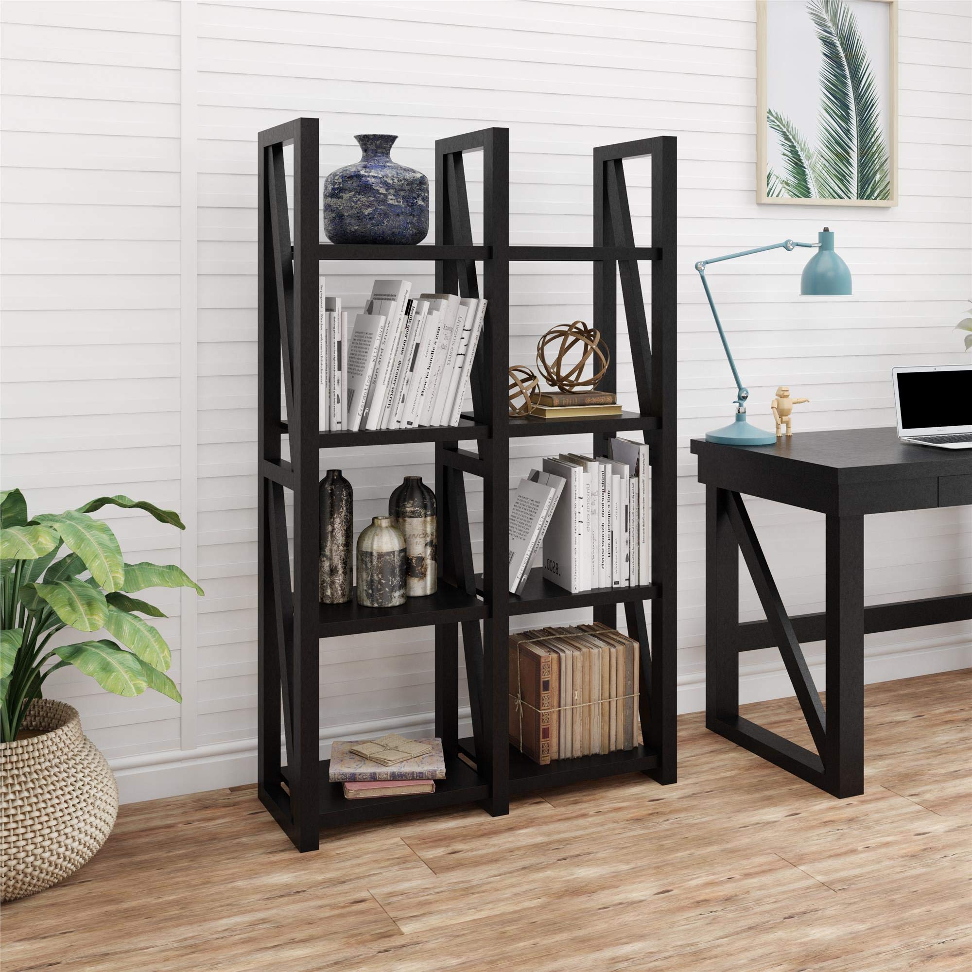 Ameriwood Home Crestwood 5-Shelf Bookcase & Room Divider in Black - 4465872COM | Perfect for Home Office, Living Room & Bedroom Organization